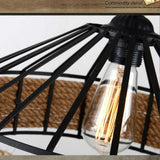Jute Rope Metal Shade Industrial Kitchen Pendant Light - Clowas
