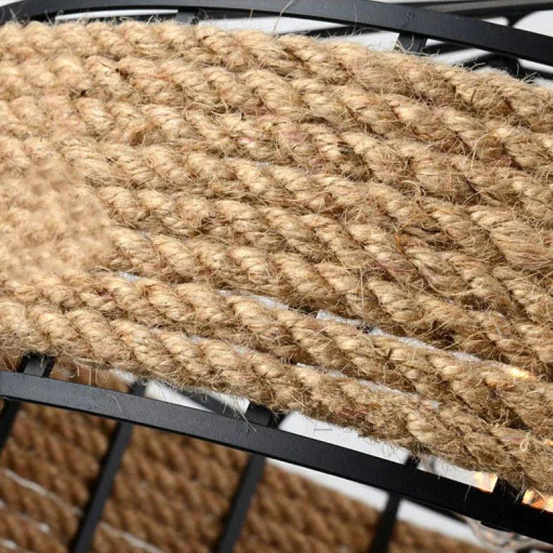 Jute Rope Metal Shade Industrial Kitchen Pendant Light - Clowas