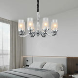 Cylindrical Shade Silver Modern Glass Chandelier - Clowas