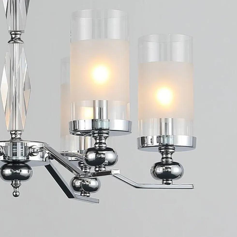 Cylindrical Shade Silver Modern Glass Chandelier - Clowas