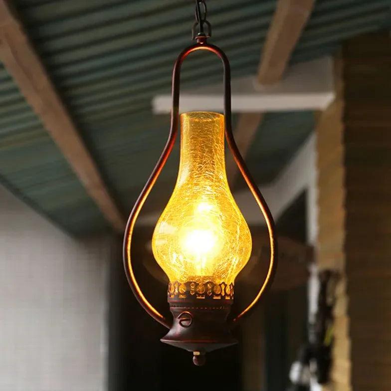 Vintage Oil Lamp-Shaped Glass Pendant Light - Clowas