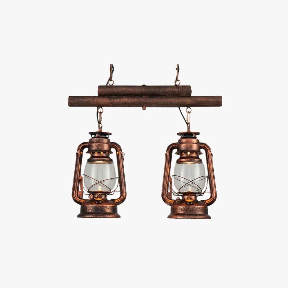 Dual Lantern Design Glass Industrial Pendant Light - Clowas