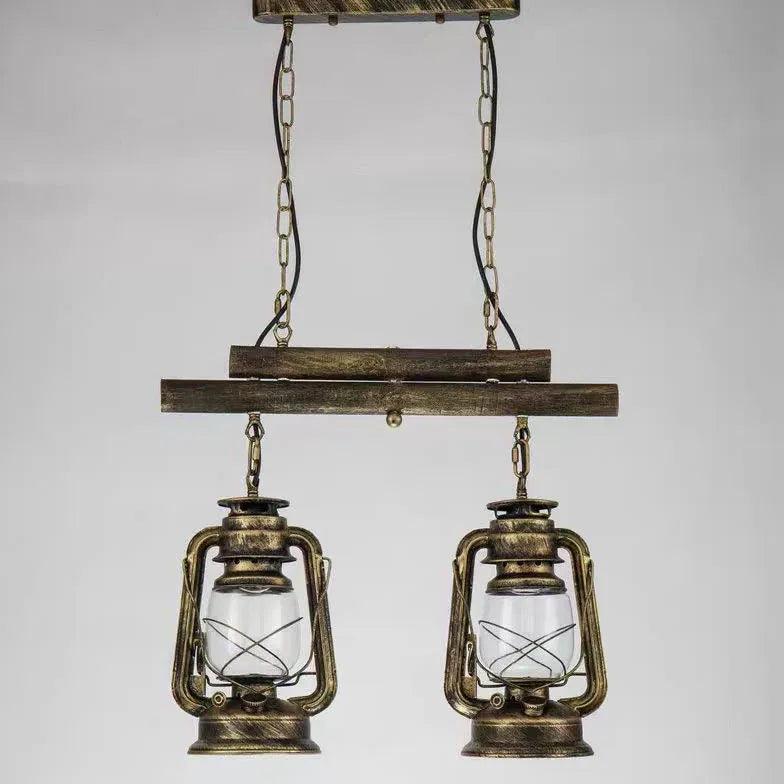 Dual Lantern Design Glass Industrial Pendant Light - Clowas