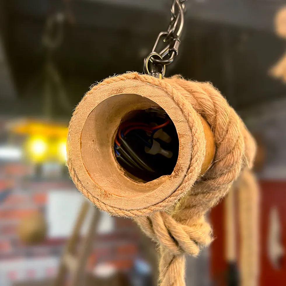 Jute Lantern Design Vintage Wooden Pendant Light - Clowas