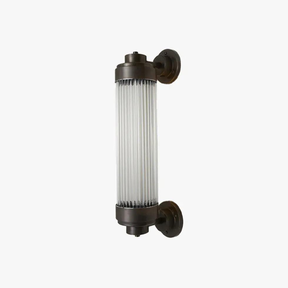 Ribbed Glass Wall Light Outdoor Black - Clowas