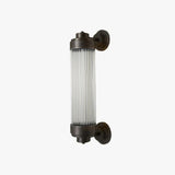 Ribbed Glass Wall Light Outdoor Black - Clowas