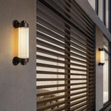 Ribbed Glass Wall Light Outdoor Black - Clowas
