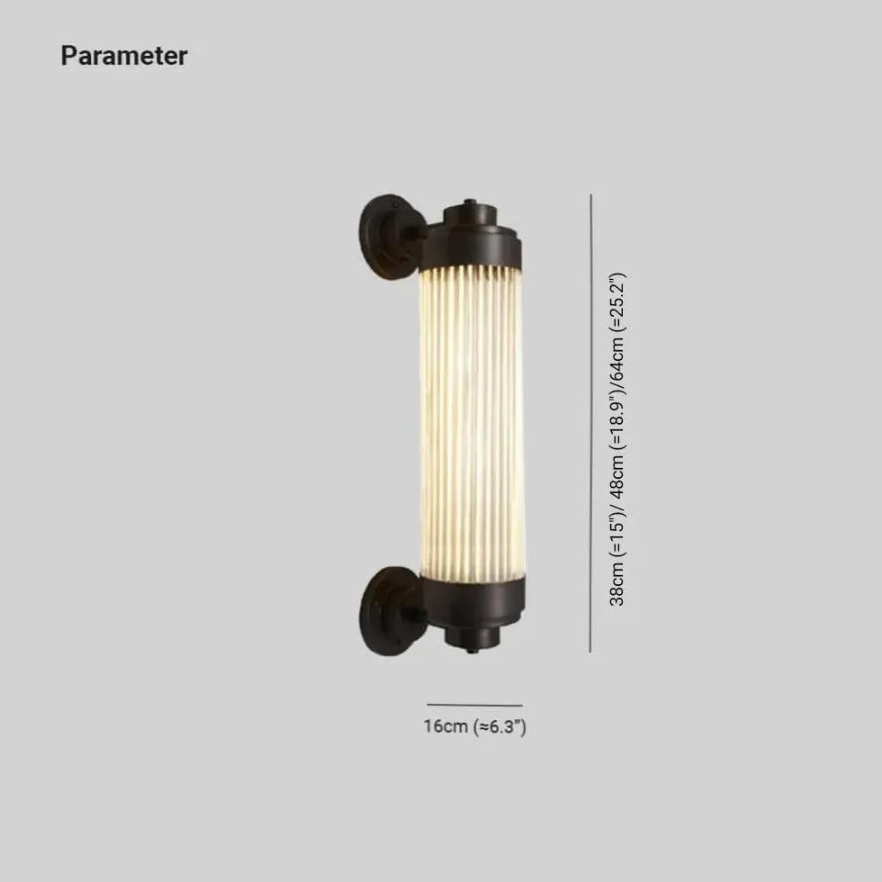 Ribbed Glass Wall Light Outdoor Black - Clowas