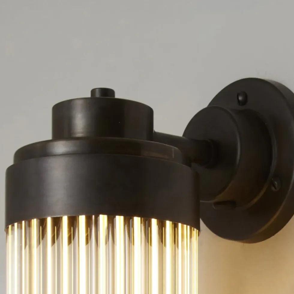 Ribbed Glass Wall Light Outdoor Black - Clowas