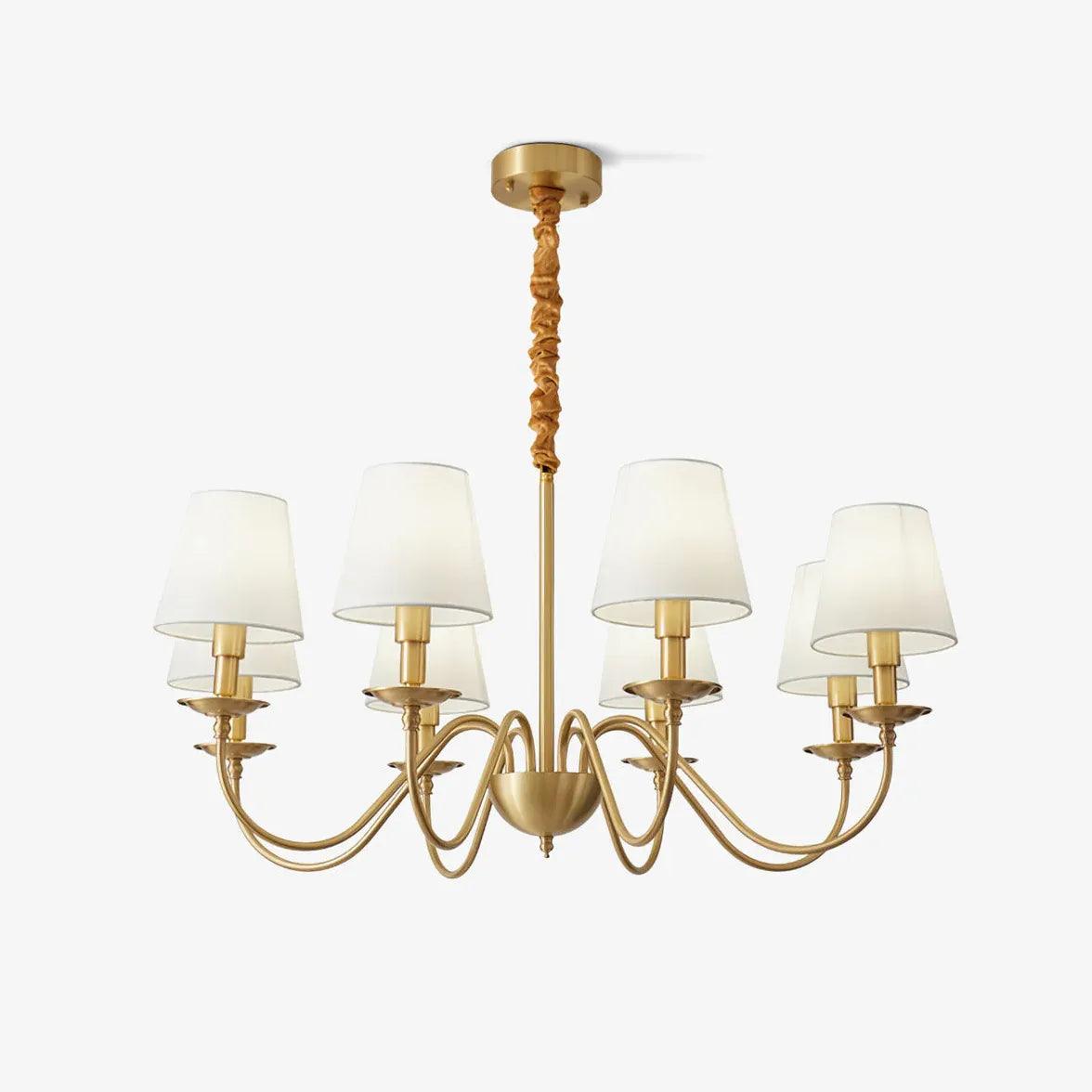 Multi-Light White Shade Gold Vintage Chandelier - Clowas