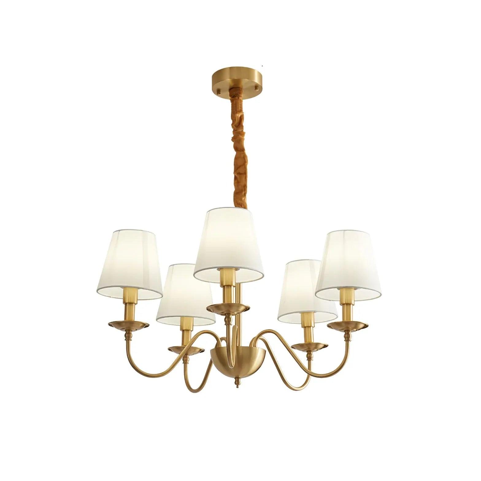 Multi-Light White Shade Gold Vintage Chandelier - Clowas