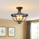 Round Metal Construction Industrial Vintage Pendant Light - Clowas