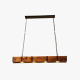 Rectangular Vintage Wooden Dining Room Pendant Light - Clowas