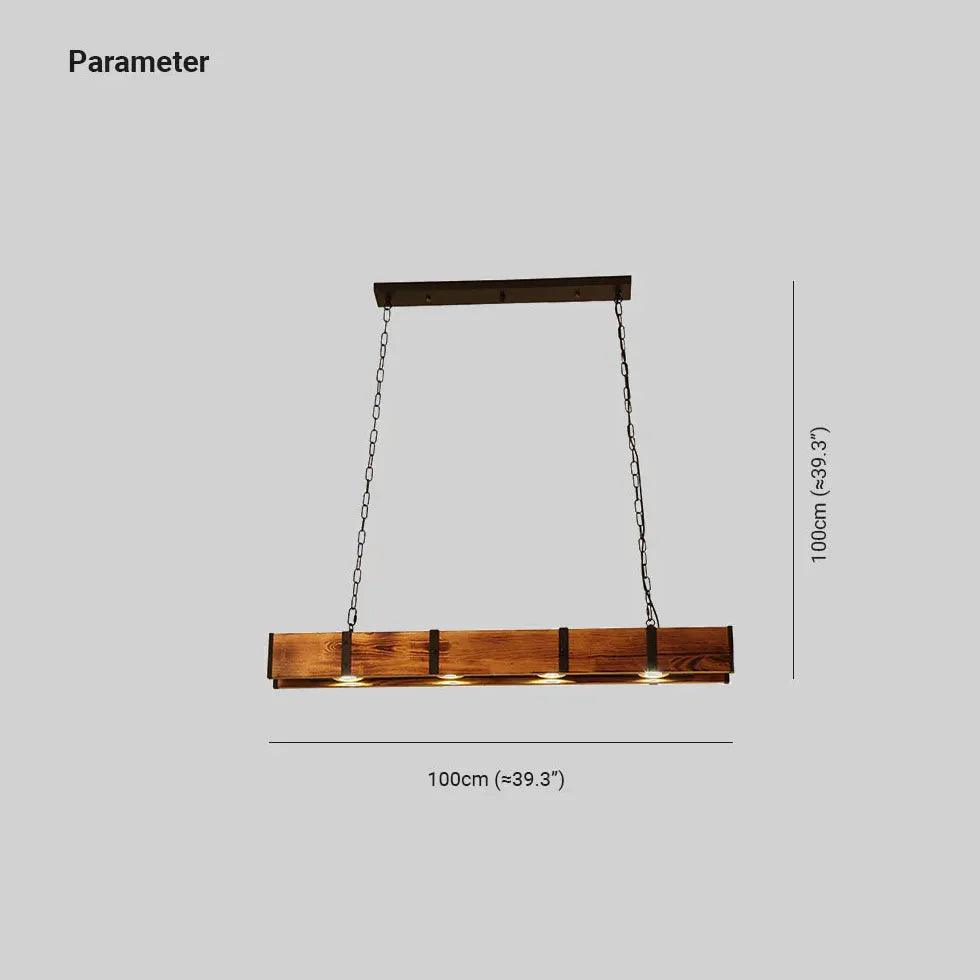 Rectangular Vintage Wooden Dining Room Pendant Light - Clowas