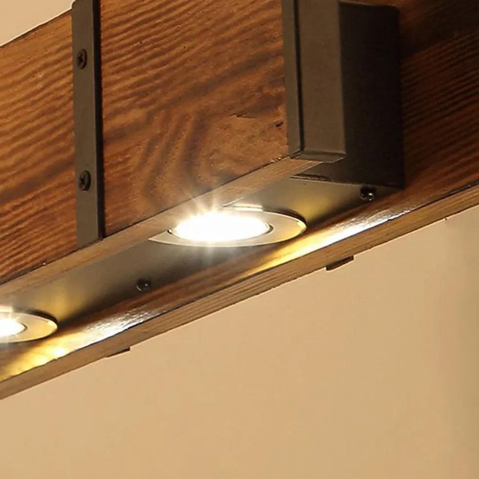 Rectangular Vintage Wooden Dining Room Pendant Light - Clowas