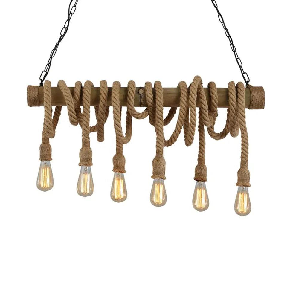 Rope Design Vintage Wood Pendant Light - Clowas