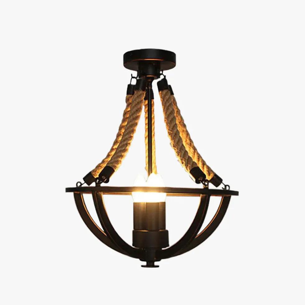 Hemispherical Metal Frame Black Vintage Pendant Light - Clowas