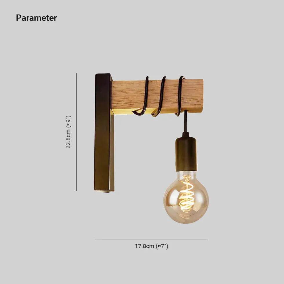 Bulb Wooden Base Industrial Wall Lights - Clowas
