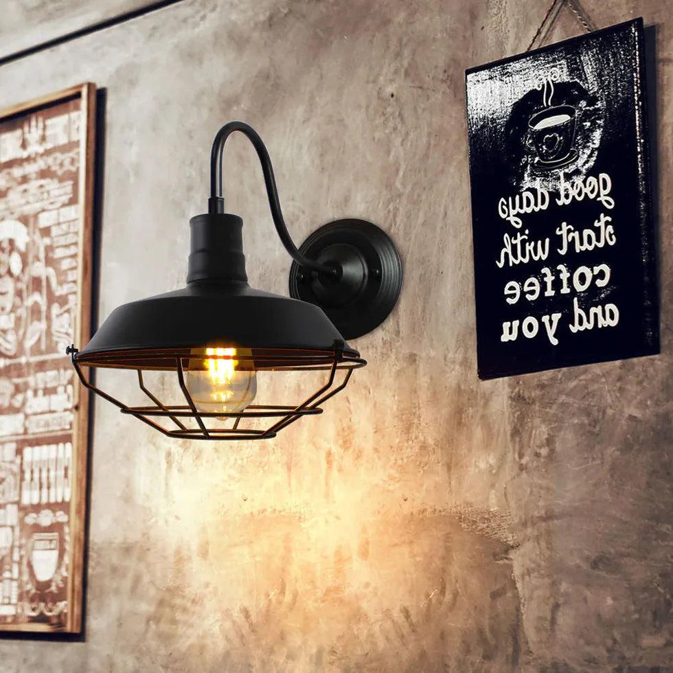 Metal Mesh Industrial Black Wall Lamps - Clowas