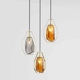 Amber Geometry Bedroom Glass Pendant Light - Clowas