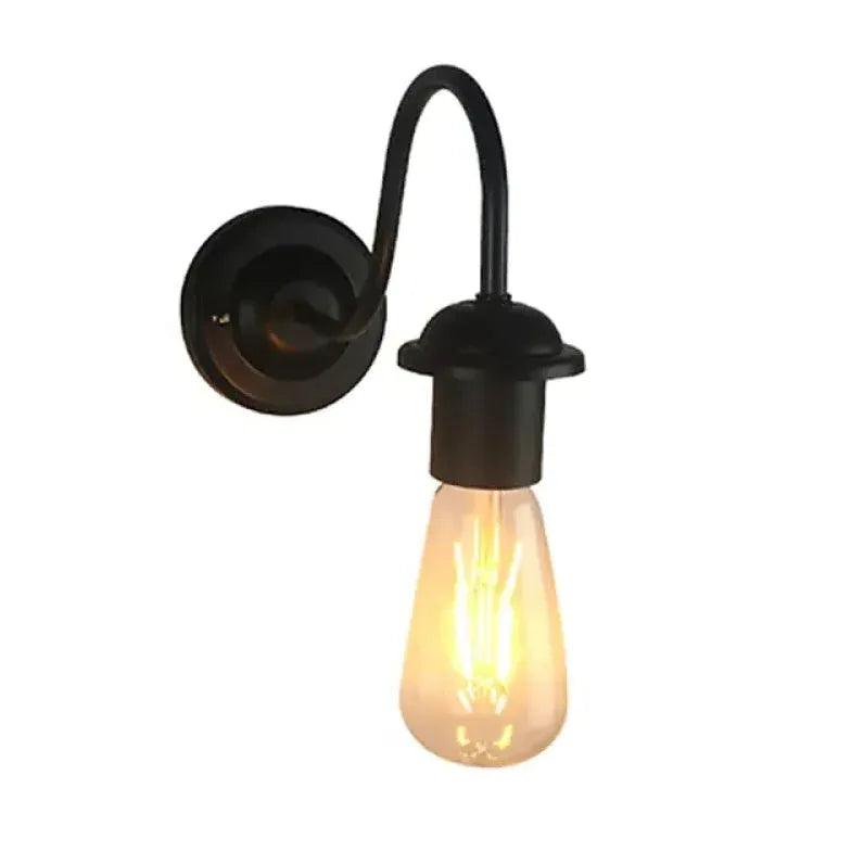 Black Single-Arm Exposed Bulb Wall Lamp - Clowas