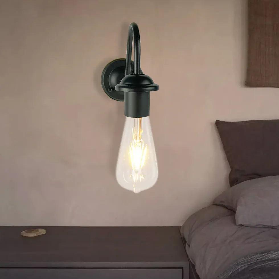 Black Single-Arm Exposed Bulb Wall Lamp - Clowas