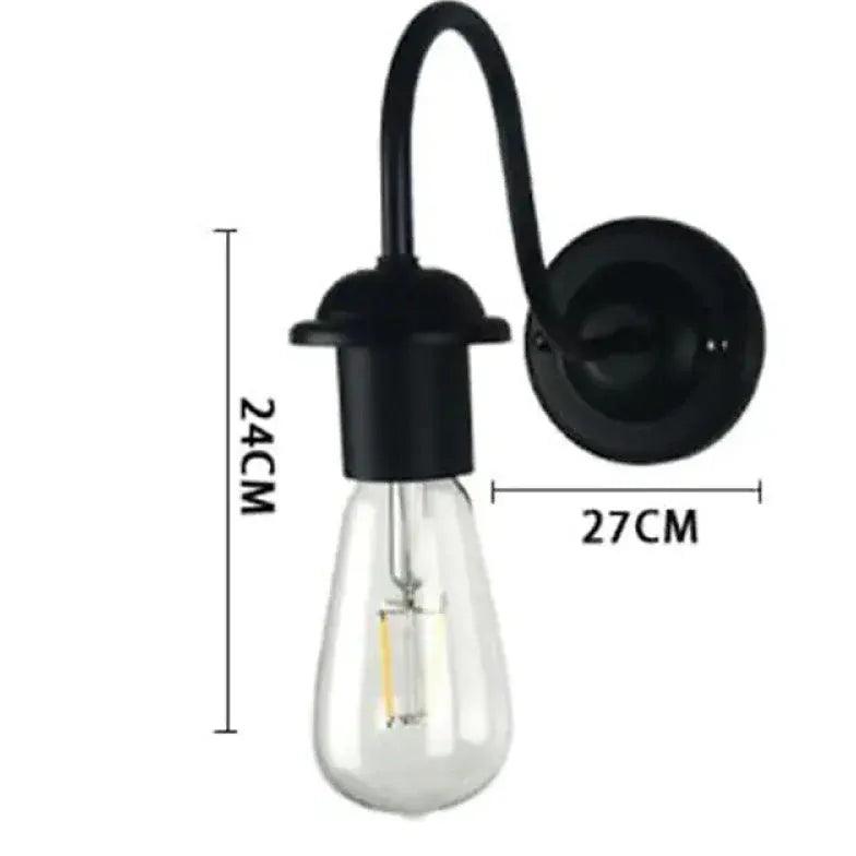 Black Single-Arm Exposed Bulb Wall Lamp - Clowas
