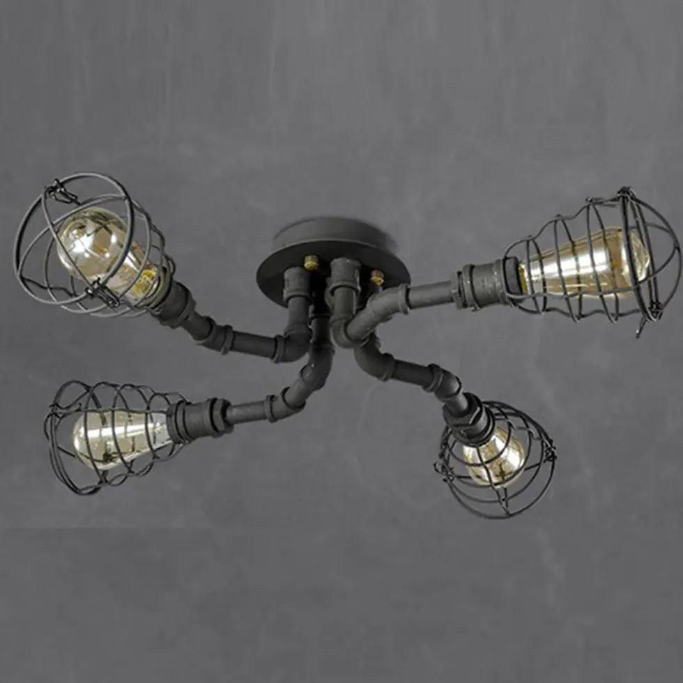 Antique Copper Metal Grid Industrial Ceiling Light - Clowas