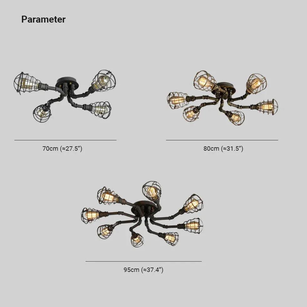 Antique Copper Metal Grid Industrial Ceiling Light - Clowas