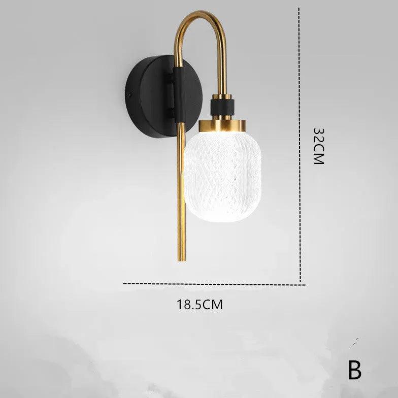 Arc Design Glass Lampshade Bedroom Wall Lights - Clowas