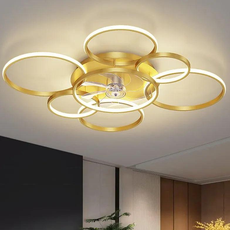 Flower Design Gold LED Modern Fan Light - Clowas