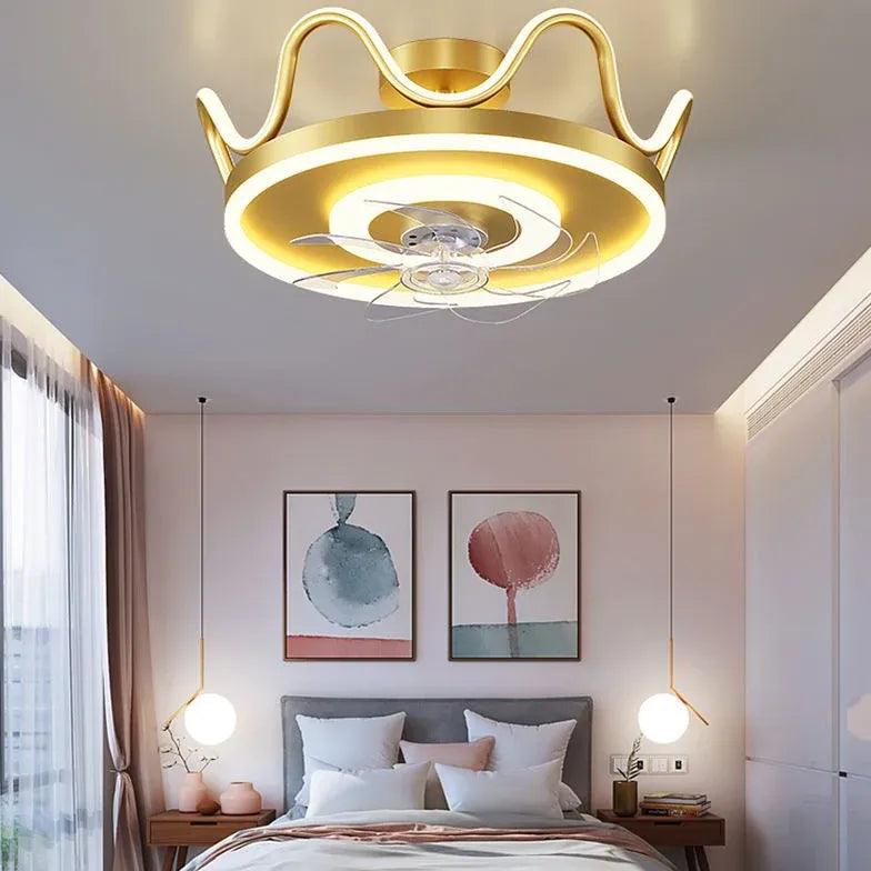 Flower Design Gold LED Modern Fan Light - Clowas