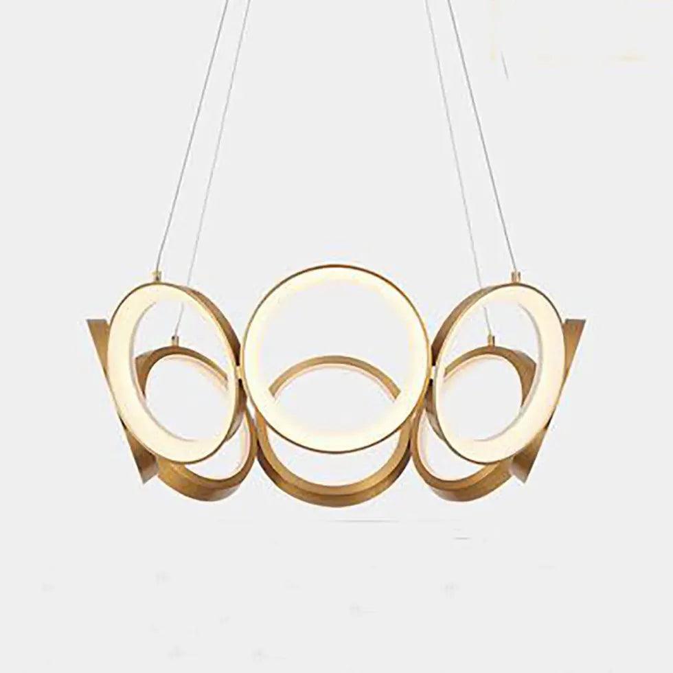 Ring-Shaped Petal Design Gold LED Pendant Light - Clowas