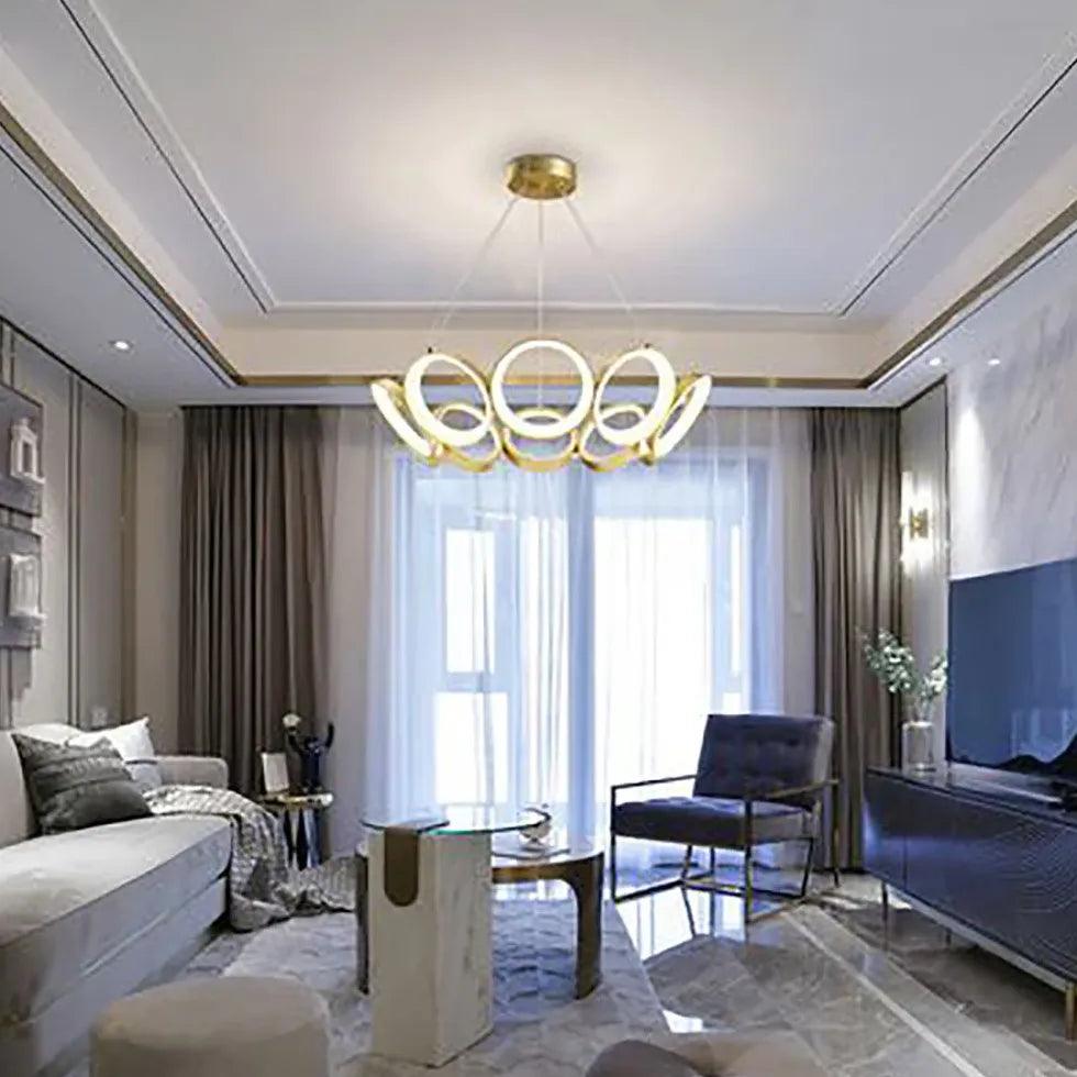 Ring-Shaped Petal Design Gold LED Pendant Light - Clowas