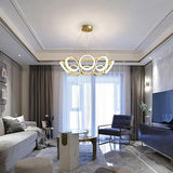 Ring-Shaped Petal Design Gold LED Pendant Light - Clowas