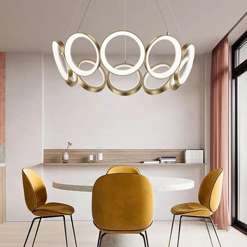 Ring-Shaped Petal Design Gold LED Pendant Light - Clowas