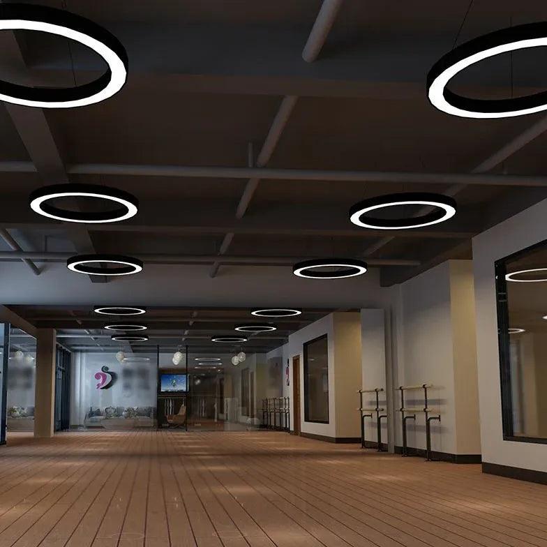 Ring-Shaped Modern Black LED Pendant Light - Clowas
