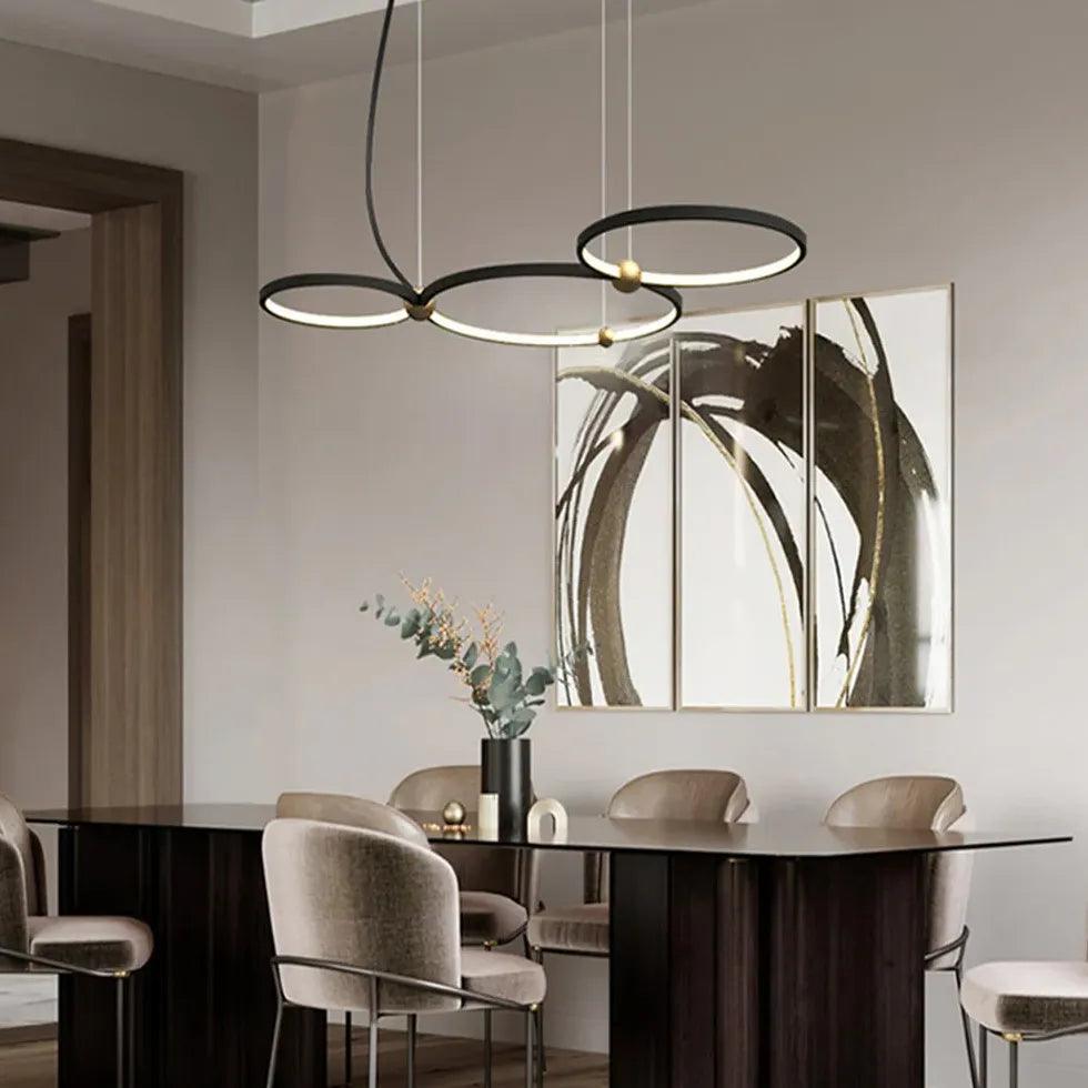Double Ring Creative Design Black LED Pendant Light - Clowas
