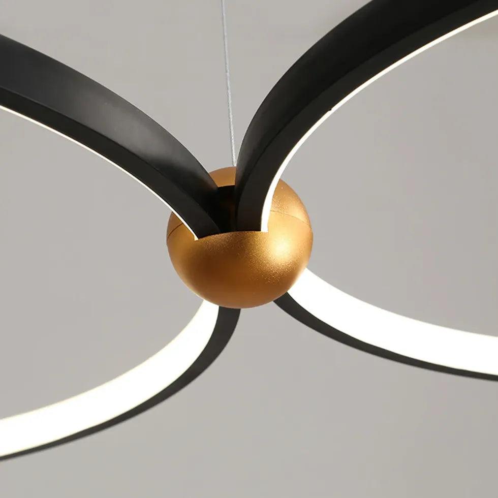 Double Ring Creative Design Black LED Pendant Light - Clowas