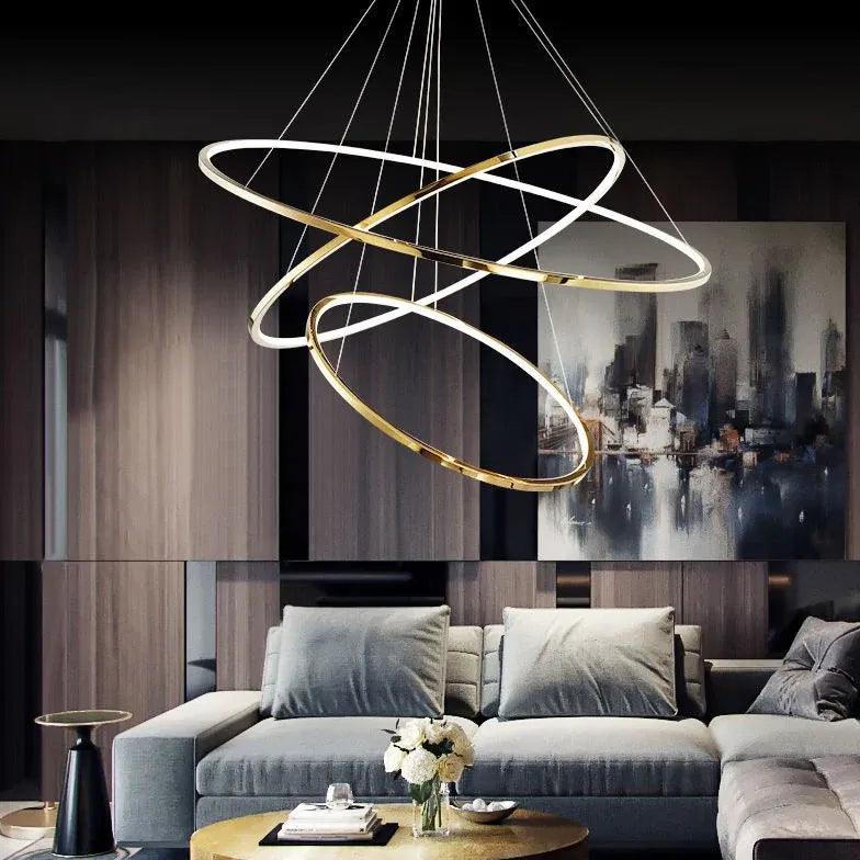 Multi-Light Circular Luxury Gold LED Pendant Light - Clowas