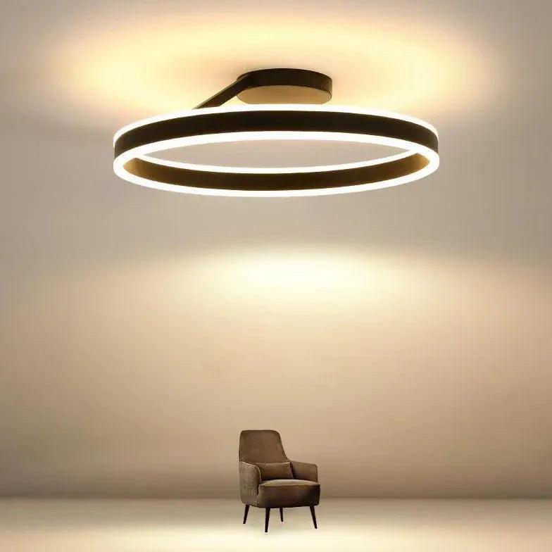 Black Round Minimalist LED Ceiling Light - Clowas