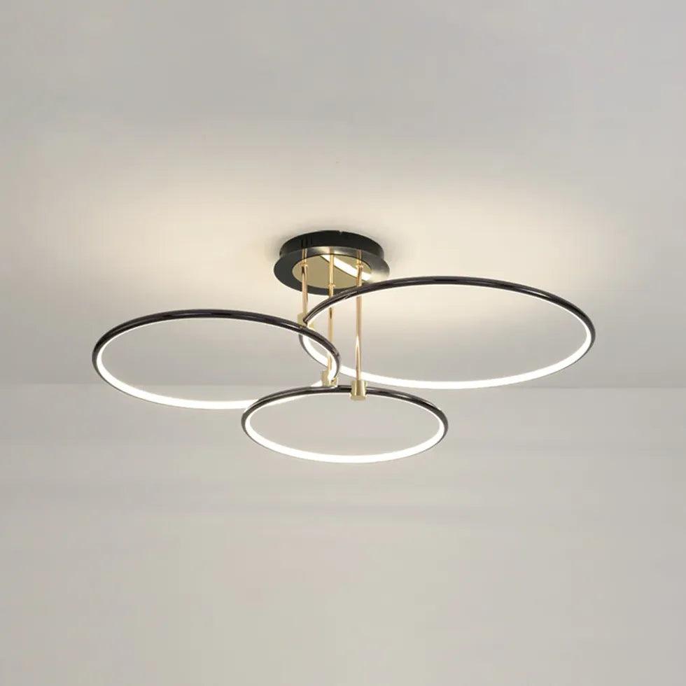 Multi-light Ring Modern Black LED Ceiling Light - Clowas