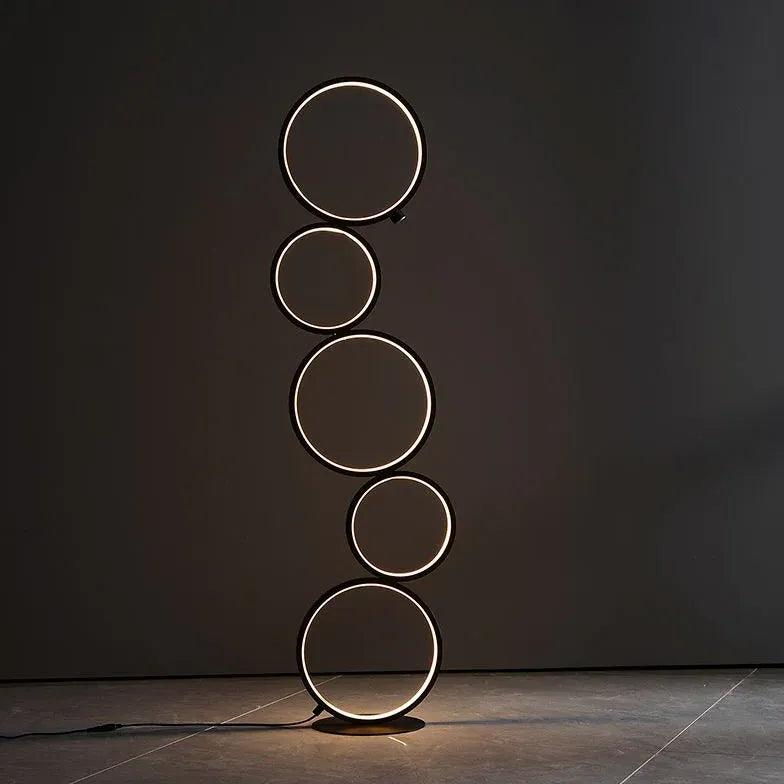 Circular Ring Design Black LED Floor Lamp - Clowas
