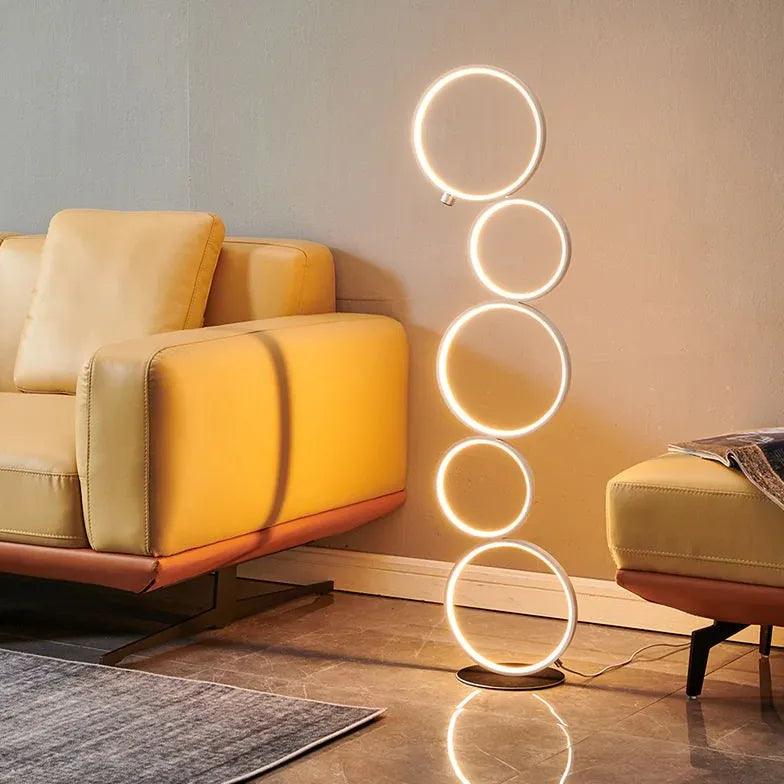 Circular Ring Design Black LED Floor Lamp - Clowas