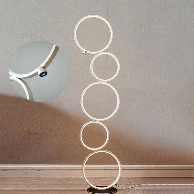 Circular Ring Design Black LED Floor Lamp - Clowas