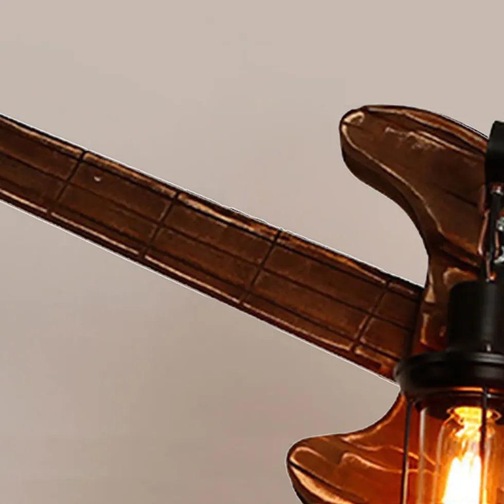 Guitar-Shaped Vintage Wood Dining Room Pendant Light - Clowas