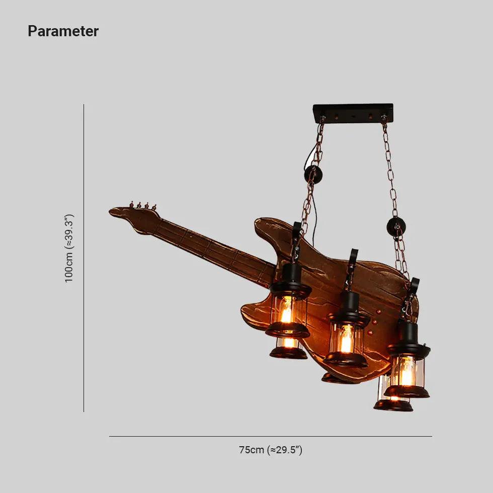 Guitar-Shaped Vintage Wood Dining Room Pendant Light - Clowas