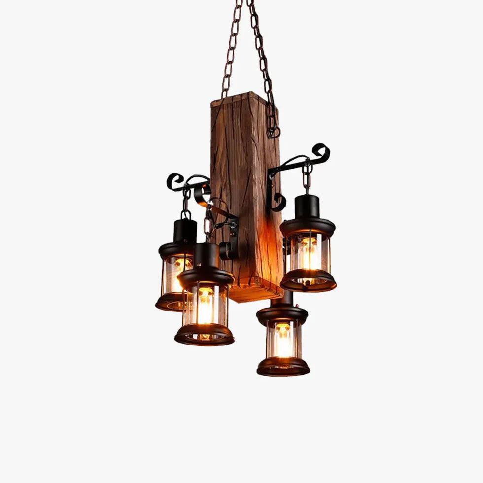 Shipwood Multi-Head Lantern Vintage Pendant Light - Clowas