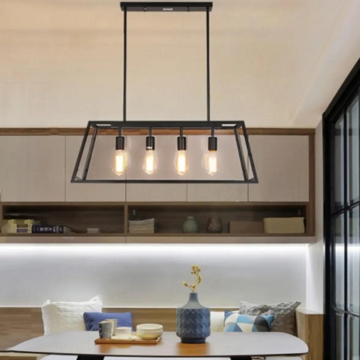 Black Rectangular Frame Industrial Pendant Light - Clowas