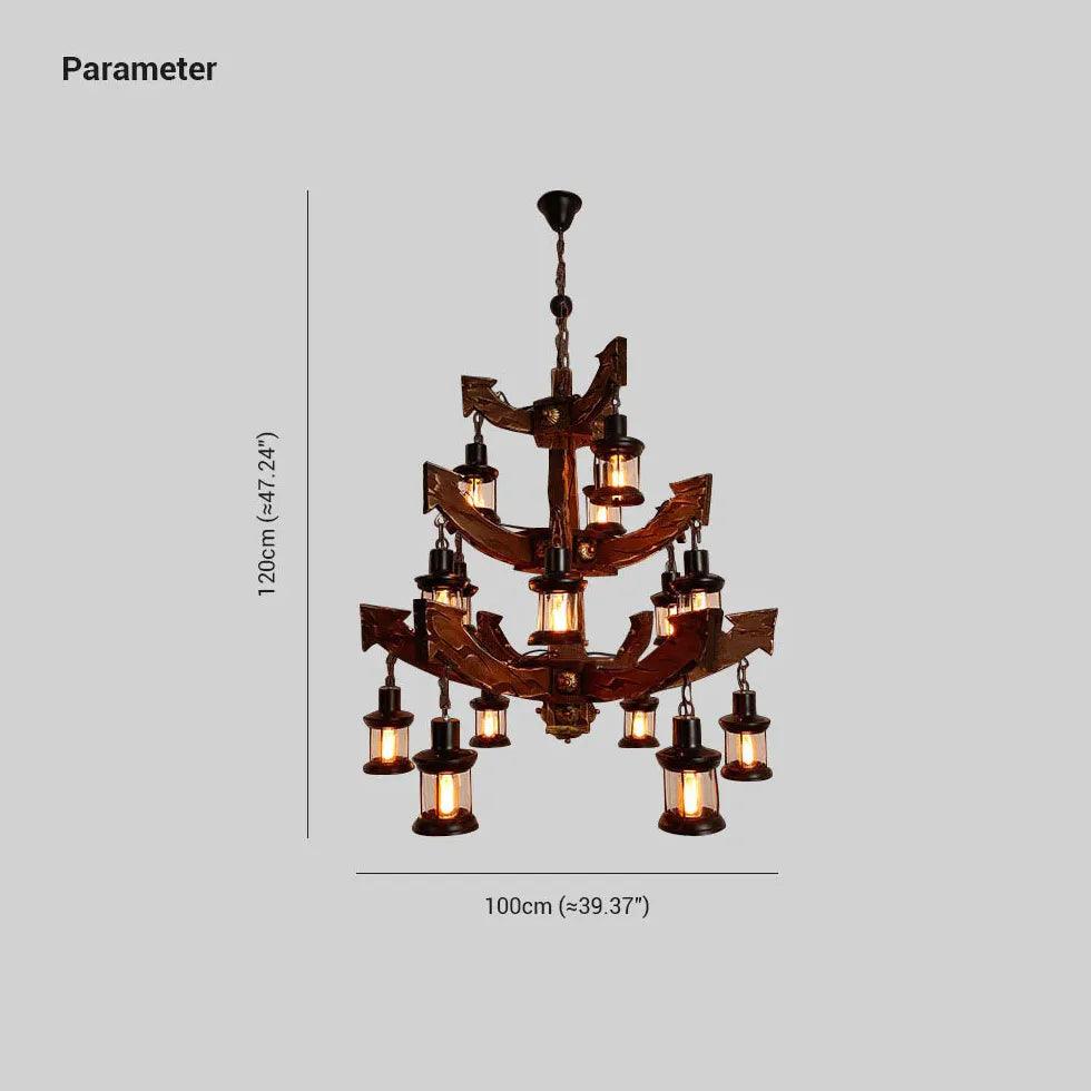 Multi-layer Wooden Vintage Structure Chandelier - Clowas
